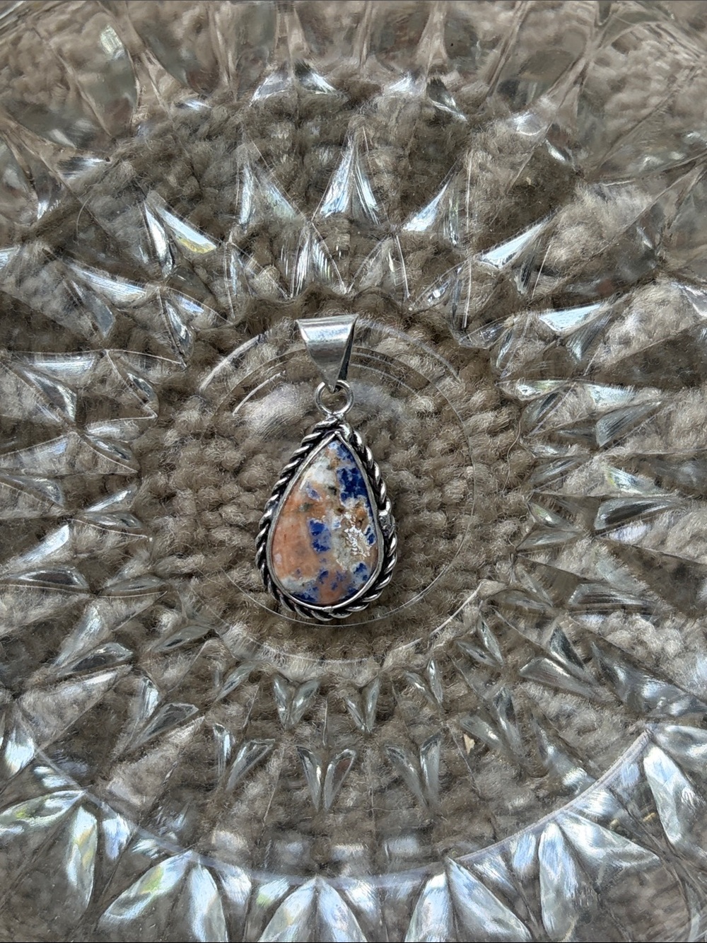 Sodalite Sterling Silver 925 Teardrop Pendant